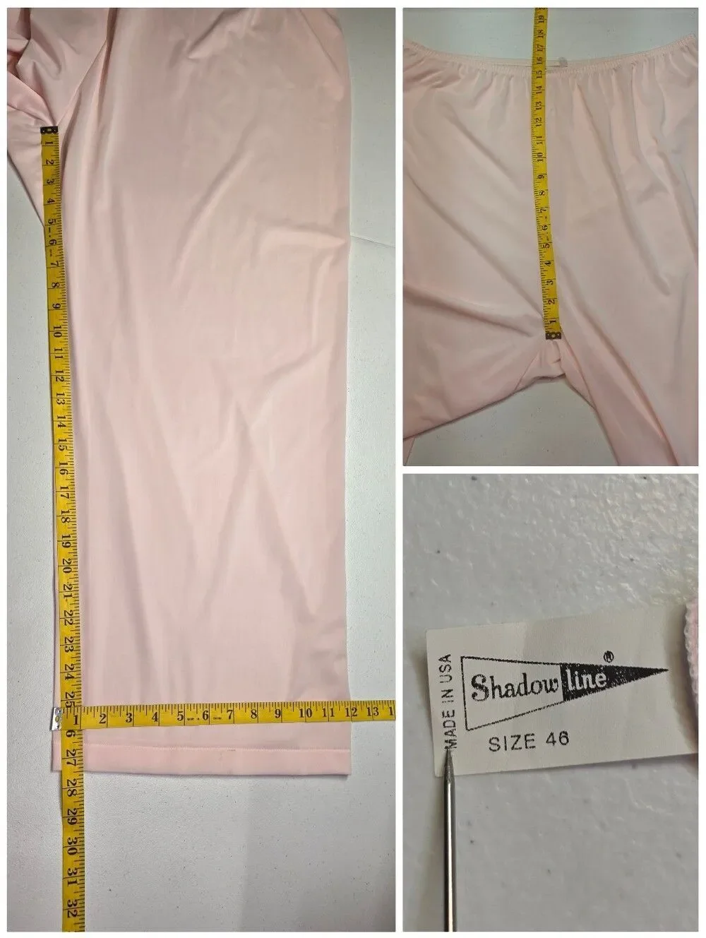 Shadowline Vintage Pink Lace Trim Women's Pajama Set with Matching Robe Nylon